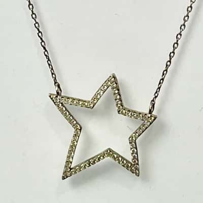 925 Silver Diamonte Star & 925 Necklace 