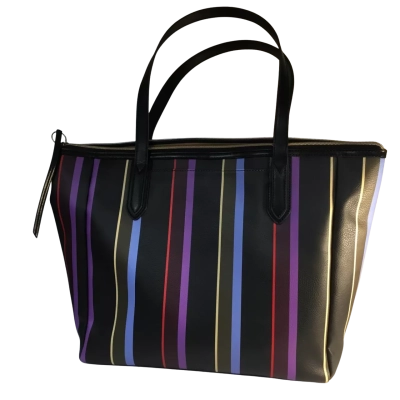  Fossil Black with Stripes Hand Bag  Approx 34 x 32cm