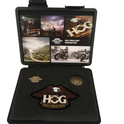  Harley-Davidson Owners Group Hog Welcome Kit-Eagle Patch Coin Pin In plastic case