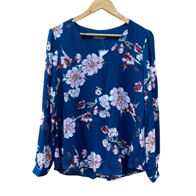 Jacqui-E Blue Floral Print Top Size 14