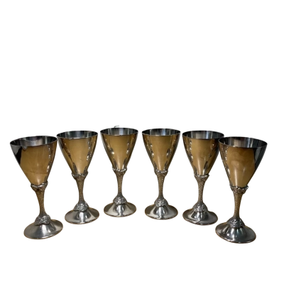 Vintage Silver Plated Perfection Wine Goblets x6