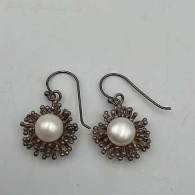 925 Silver Earrings with Pearls 