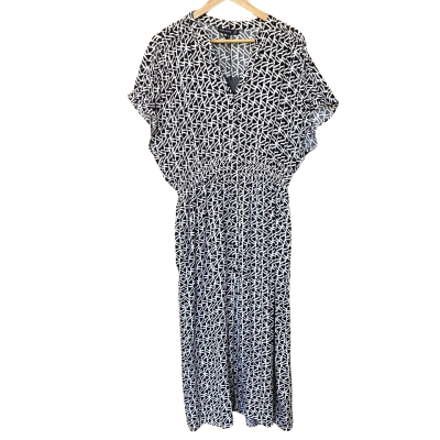 Decjuba Black/White Patterned Dress Size 16