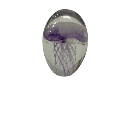 Mid-Century Crystal Blown Glass Purple Jellyfish Paperweight #GlassArt #JellyfishPaperweight #MidCenturyDecor