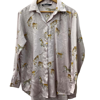 Zara Womens  Size M Long Sleeve Shirt Animal print / Pink  