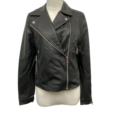 Dotti Womens Faux Leather Biker Jacket - Size 10 