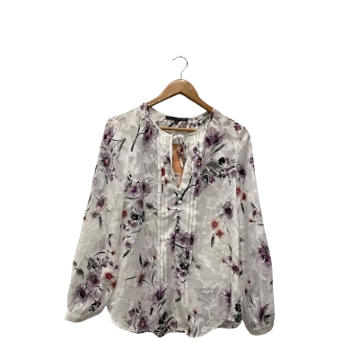 Liz Jordan Womens  Size 10 Long Sleeve Top Floral / White 