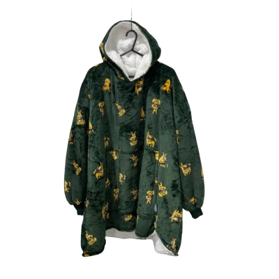 Green Oodie With German Shepherd Dogs One Size 