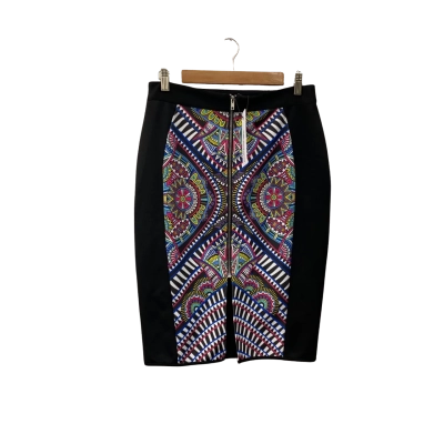 Milk & Honey Womens  Size 12 A-Line Skirt Black  / Multicoloured / Pattern 