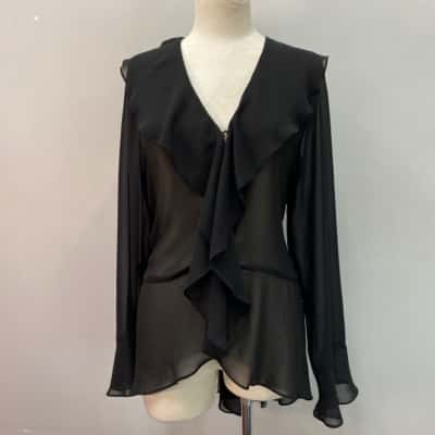 Philosophy Womens  Size 16 Sheer Blouse Black  