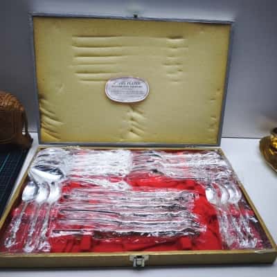 Vintage Japanese Silver Plated Stainless Steel Cutlery Set Canteen In Box