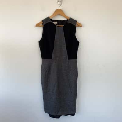 Hobbs London Black Grey Sleeveless Midi Dress Size 10 