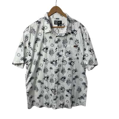Salty Life Mens Size XXL White / Navy Blue Ocean Beasts Short Sleeve Shirt (new)