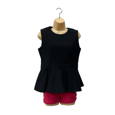 Cue Womens  Size 12 Sleeveless Top Black/Darker Blue  
