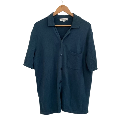 Assembly Label Mens  Size L Short Sleeve Shirt Teal 