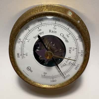 Vtg. Barigo Viking Barometer 111MS with Brass Housing & open scale white dial -Working Condition Unknown