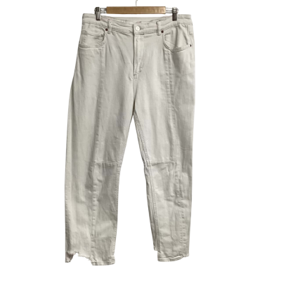 AllSaints Womens  Size 32 Off White ‘Kim’ Jeans with Distressed Hem 