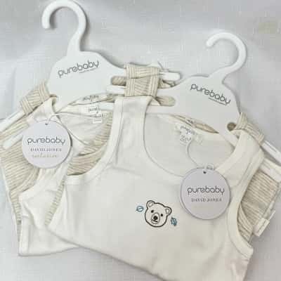 DAVIDJONES x PUREBABY Exclusive Embroidered Singlet 4 pieces (NEW WITH TAG)