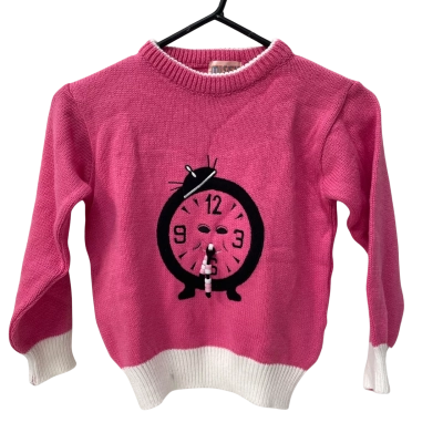 Missy Kids  Size 6 Jumper in Pink with clock face 