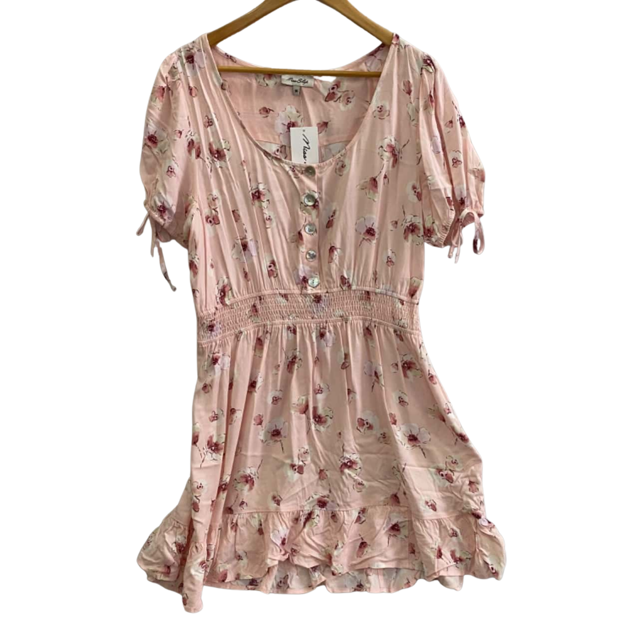 Miss Shop Womens Size 16 Midi Dress / Short Sleeve Dress Floral / Pink