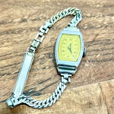 Vintage Art Deco Cyprus Wind Up Ornate Metal Link Bracelet Watch 