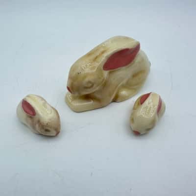 Adorable Miniature Ceramic Rabbit Family.