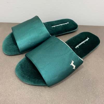 Peter Alexander Womens Satin Slippers Size L Green 