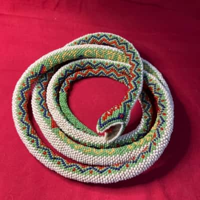 Antique WW1 Beadwork Snake 1917 Turkish Prisoner 909309 165cm damaged tail