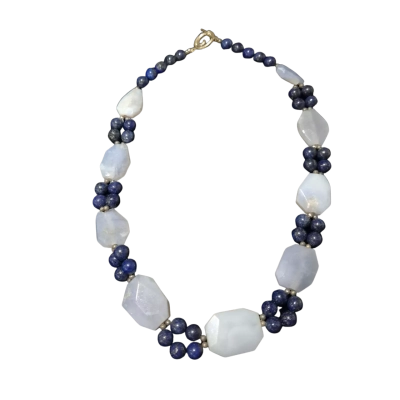 Hand Made Blue Beaded Necklace