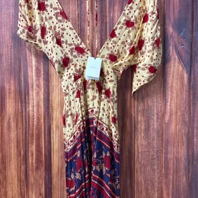 Faithful  boho style dress  Size 8 Cream / Maroon/ Navy Blue  new 