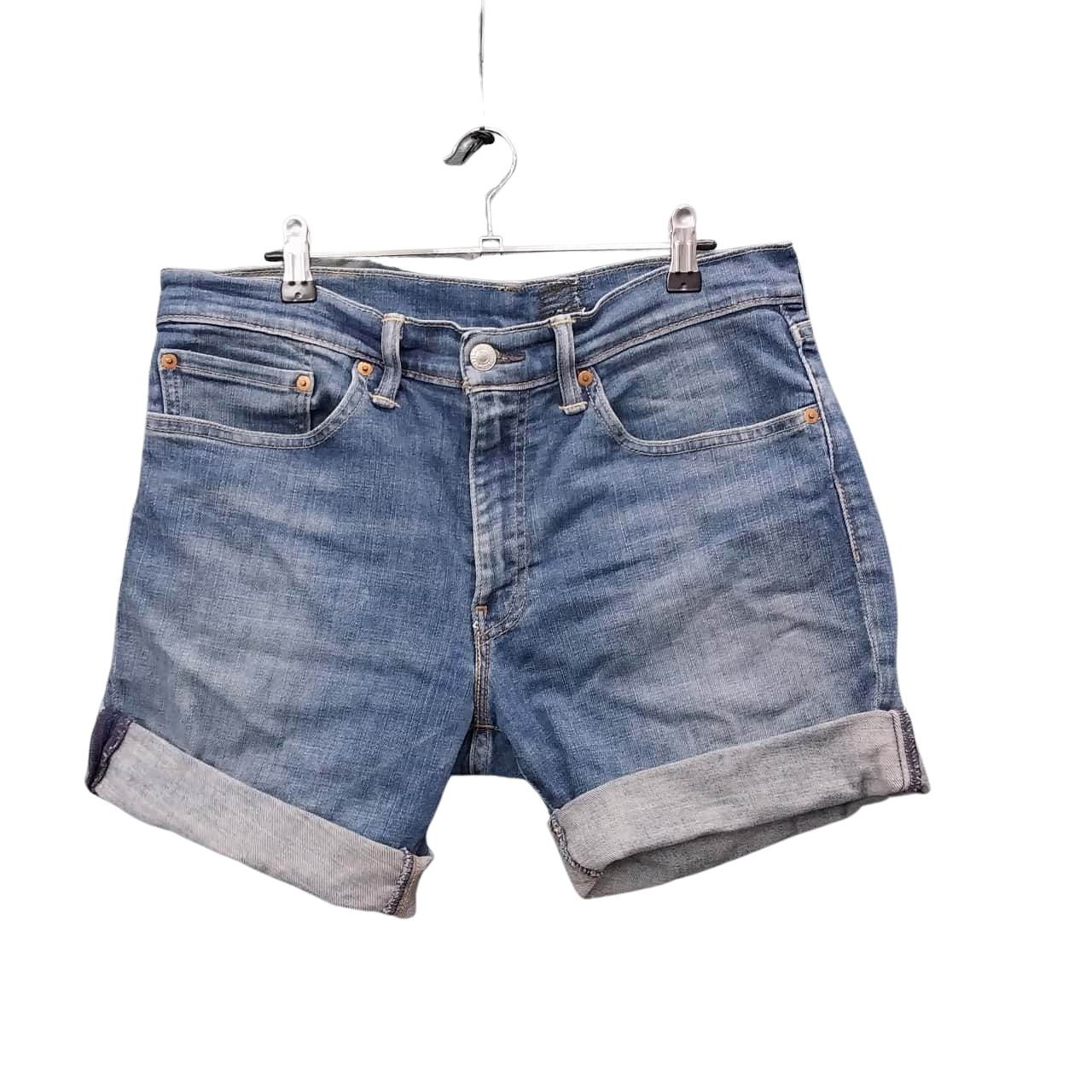 Levis Womens Denim Shorts, Blue size 34W.