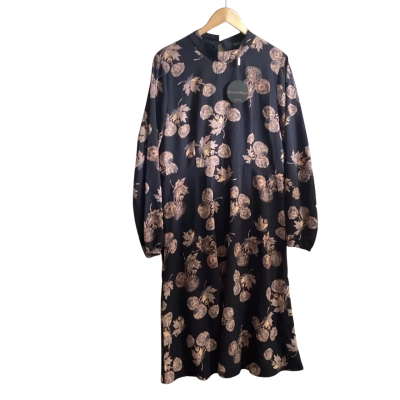 Caroline Morgan Womens  Size 16 Long Sleeve Dress Natural / Navy Blue 