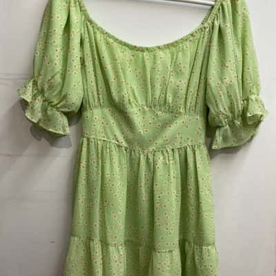 Sabo Skirt Women's Size S Babydoll Dress Floral / Green 