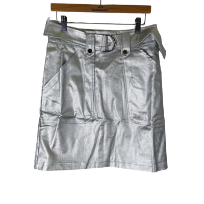 Spicy Sugar Metallic Silver Skirt – Size 14 – Statement Buckle Detail