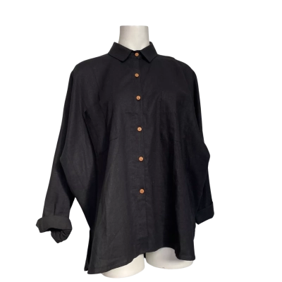 Grace Hill Womens linen blend shirt Size 14 Black  