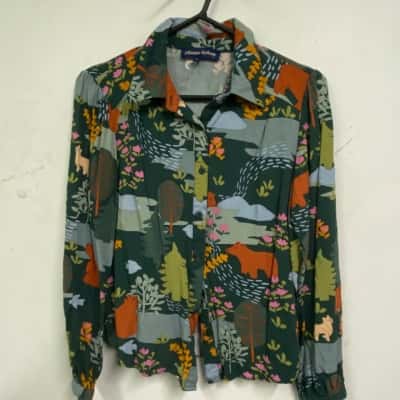 Princess Highway Womens  Size 8 Long Sleeve Top Green / Multicoloured / Pattern 