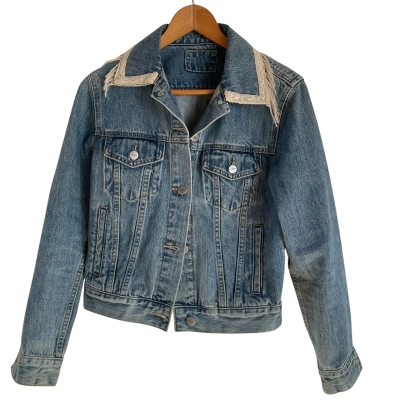 Insight Denim Jacket with Woven Fabric Panel Size S