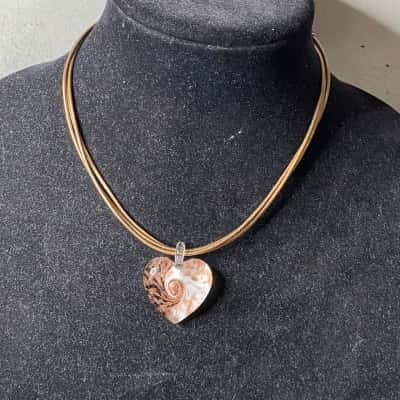 Antica Murrina Triple Strand Heart Shape Glass Necklace