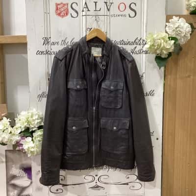Country Road Brand! SUPERIOR QUALITY LEATHER JACKET! Mens  Size XL Leather Jacket / Winter Jacket Brown 