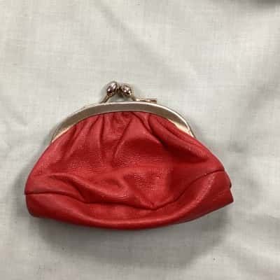David Jones Womens  coin Purse Red Leather jb Italy