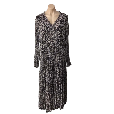 Hammock & Vine Womens Size 16 Beige / Black / White Animal Savanna Print Long Sleeve Dress (new)