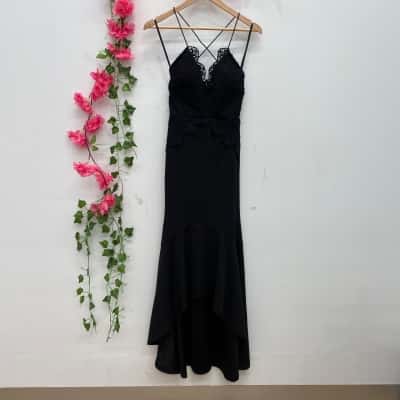 Angel Biba Womens Shoestring Strap Maxi Dress Size 8 Black  