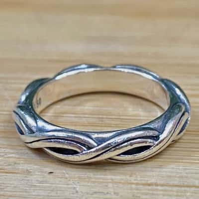 Pandora Sterling Silver Woven Braided Ring (Stamped 925, ALE)