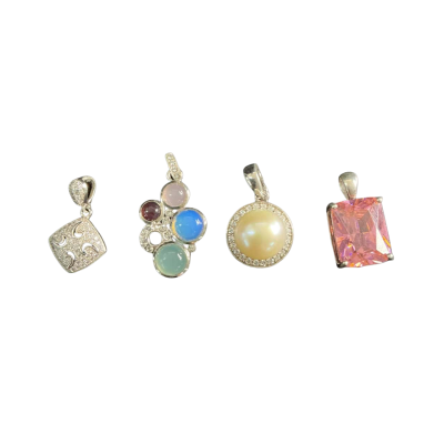  Womens Pendant collection (4) Sterling Silver 