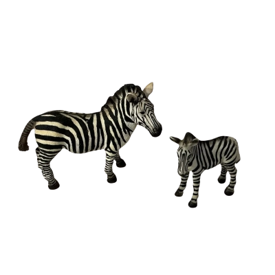 Schleich Adult & Baby Zebra Figurines