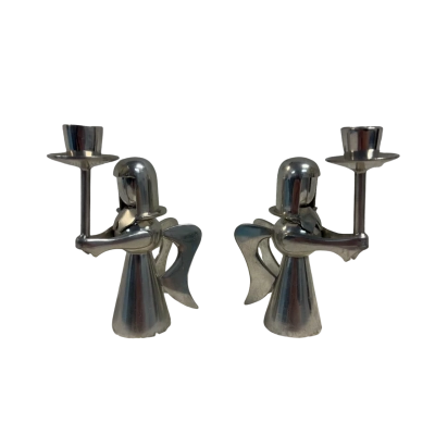 Pair of Vintage Angel Candle Holders - Bangka Tin Indonesia