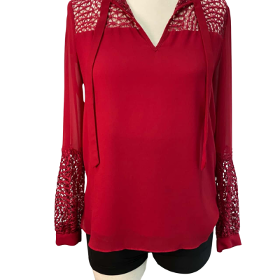 Forever New Lace Detail Blouse Deep Red 