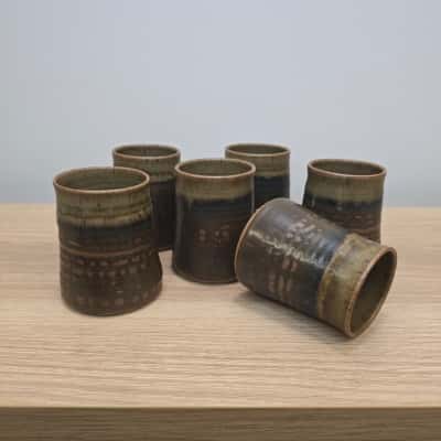 Montville Set Of 6 Studio Pottery Glazed Ceramic Cups