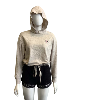 CK One Sleepwear Women's Size Medium Cropped Hoodie Beige 