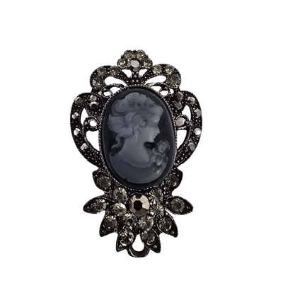 Womens Grey Cameo Brooch